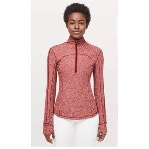 Womens Lululemon Run Briskly 1/2 Zip Stretch Running Heathered Red 12 Mint!